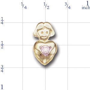 A3413 14K GIRLS HEAD SLIDE WITH DIAMOND & HEART 